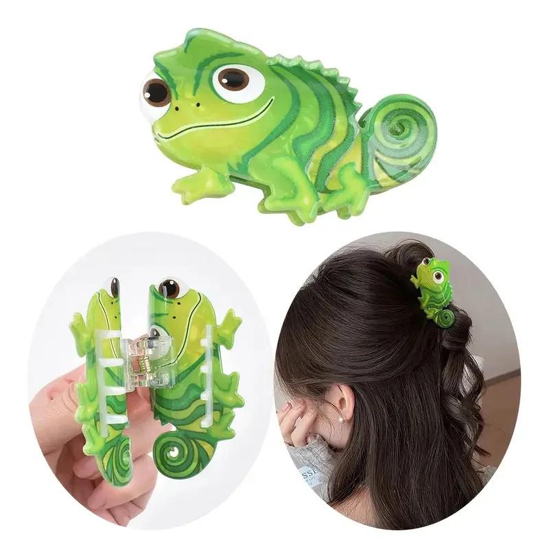 Pince à cheveux antidérapante en forme de lézard vert, mignon, épingle à cheveux, animal de dessin a