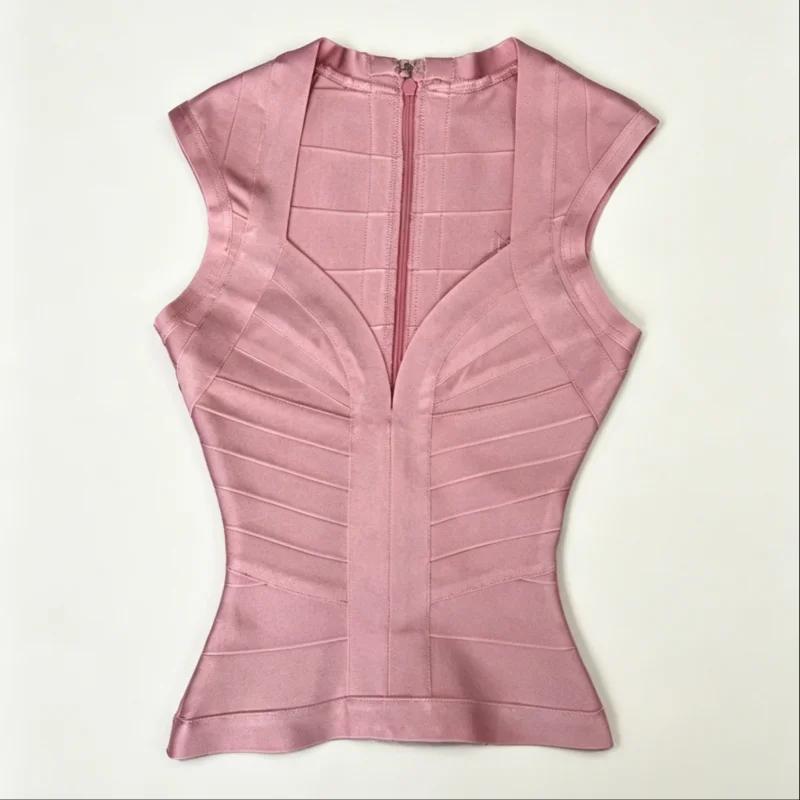 Débardeur moulant à col en V profond pour femme, style bandage, couleur unie, élastique, printemps-é