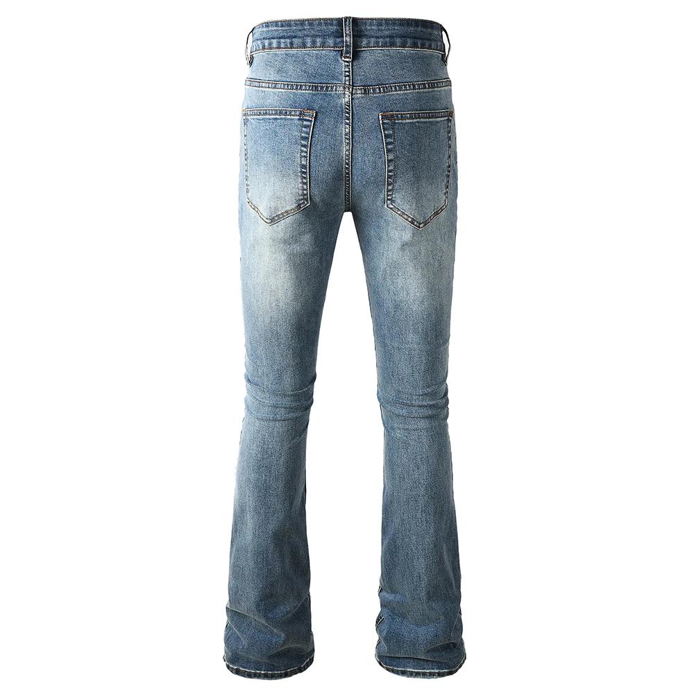 Jean Slim coupe botte pour hommes, pantalon en Denim de coton bleu de couleur Pure de haute qualité,