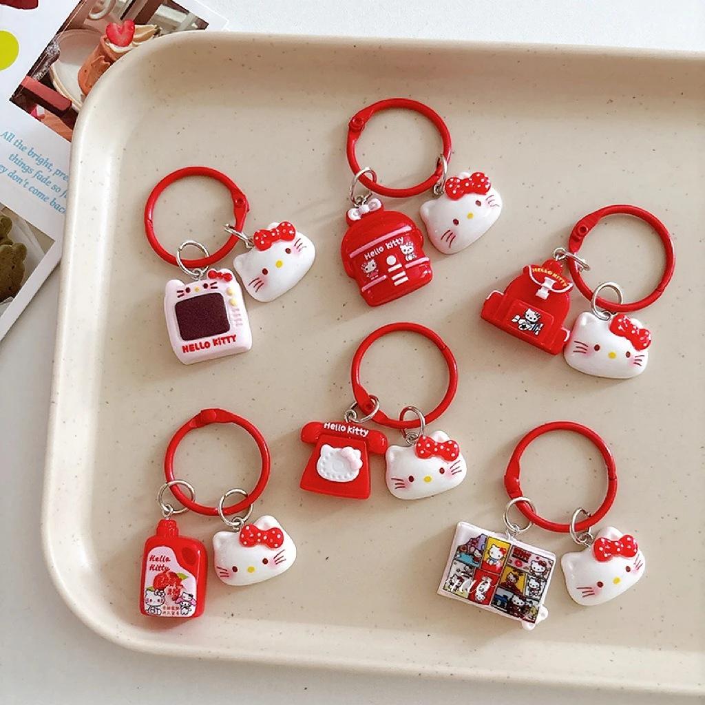 Porte-clés chat rose, pendentif de dessin animé, cœur de fille, décoration de sac de chat mignon, ac