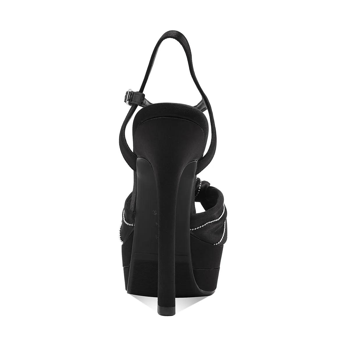 Arden Furtado – chaussures de banquet en satin à plateforme avec nœud papillon, bout rond, talon trè