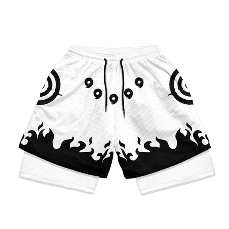 Short de Performance Anime 2 en 1 pour hommes et femmes, Short de sport, Manga, impression 3D, maill