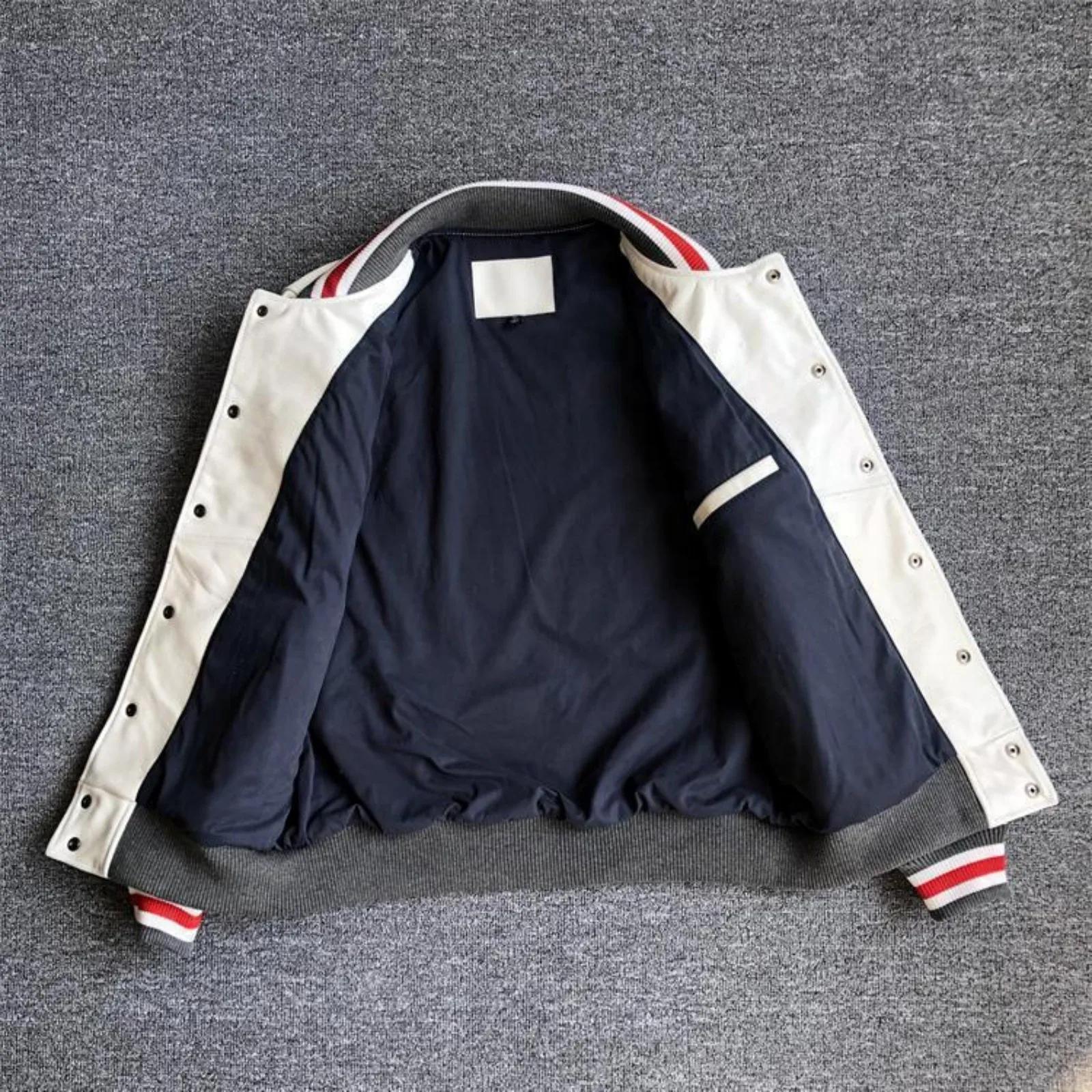 Veste de Baseball avec lettres brodées rétro américaines pour hommes, veste ample de marque à la mod
