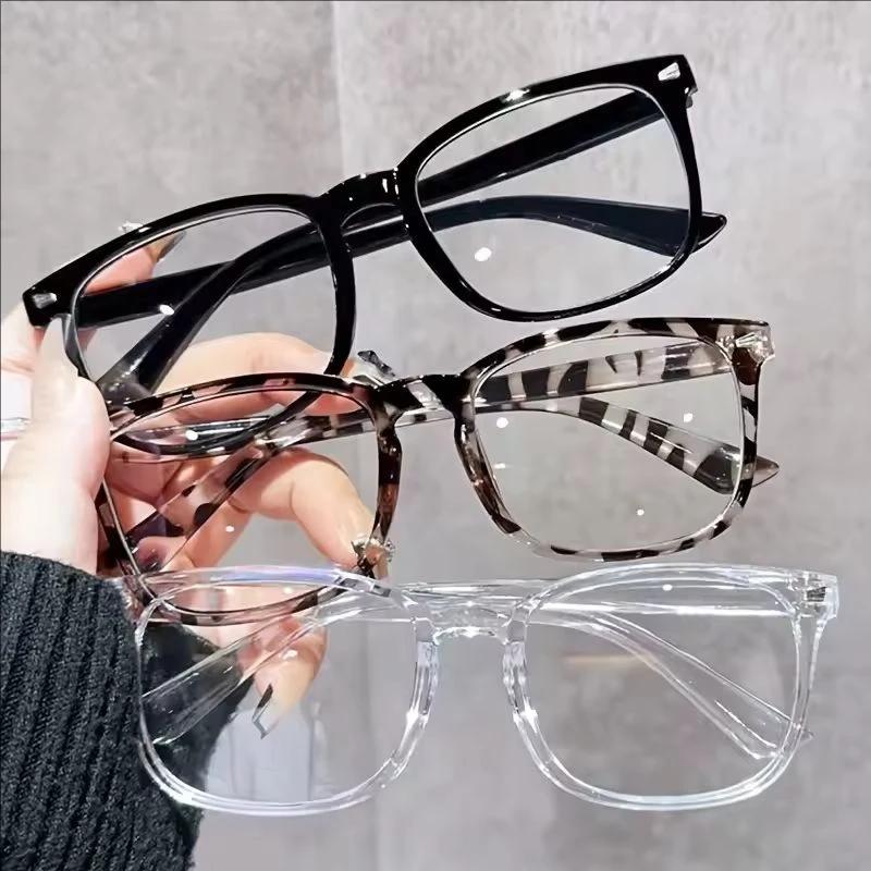 Lunettes à lentilles transparentes carrées minimalistes, barrière de lumière bleue, adaptées à un us