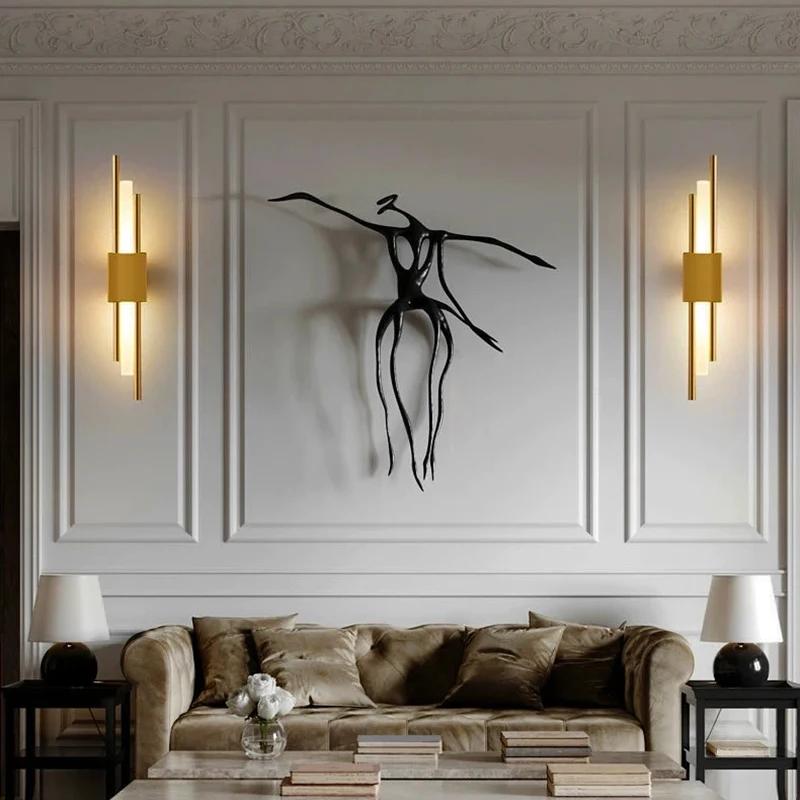 Applique Murale LED Moderne en Laiton, Noir et Bronze, Métal localité, Tuyau Acrylique, pour Salon, 