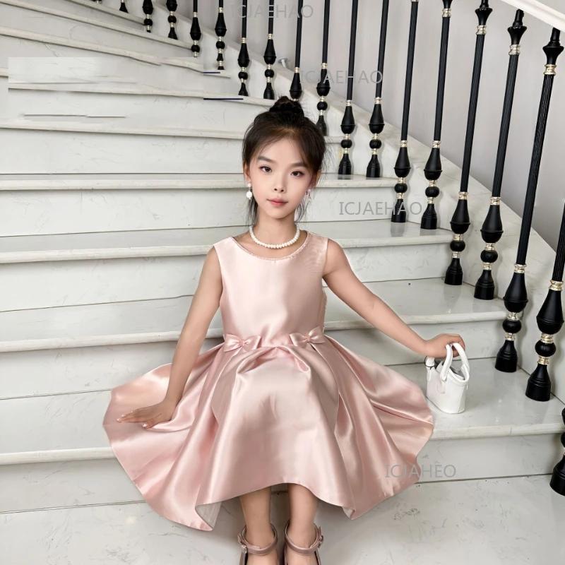 Robe de Soirée Formelle pour Filles 2026, Nouvelle Robe de Princesse en Satin Rose, Tenue Élégante p