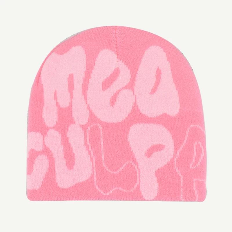 Mea Culpa tricot bonnets chapeau pour femmes hommes Couple Y2K quel est à la mode Bonnet Kpop laine 