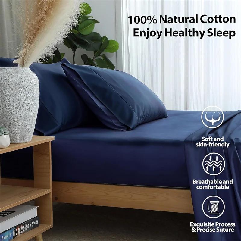 Draps de lit 100% coton égyptien, linge de lit pour la maison, drap-housse 1000 fils avec bande élas