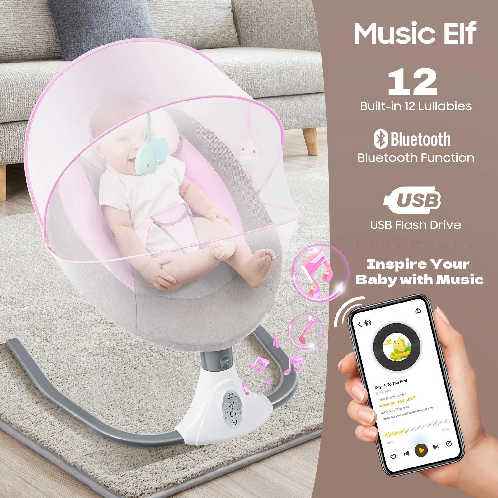 Berceau électrique balançoire pour bébé, berceau à bascule automatique pour bébé de 0 à 18 mois d'âg