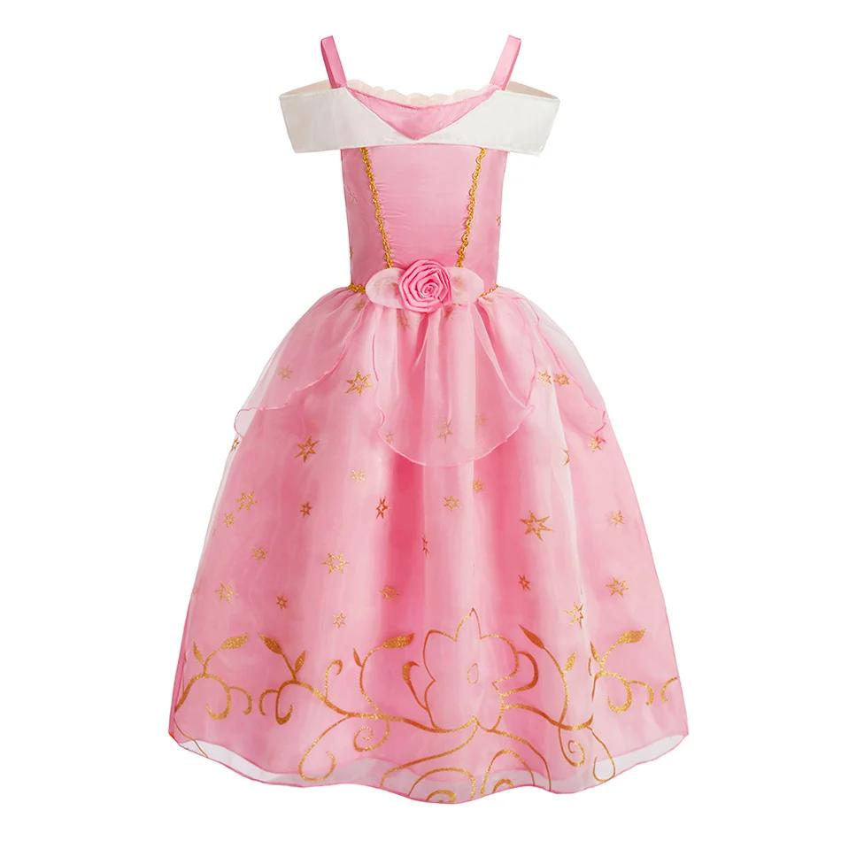 Robe carnaval bretelles petites filles Aurora princesse luxe - Été Noël vêtements éducatifs