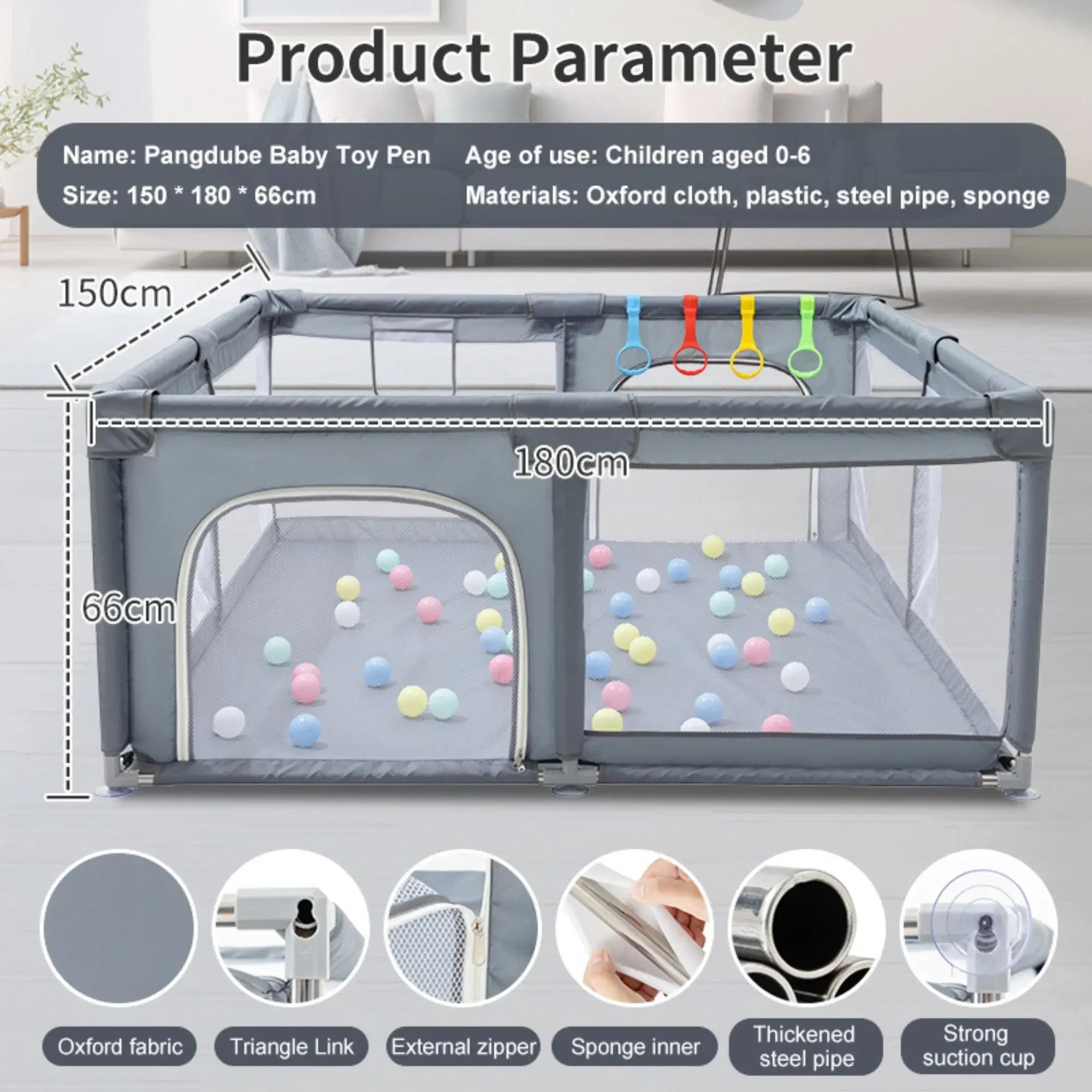 Parc de jeu pour bébé YAZOCO gris clair avec anneau de traction, barrière de sécurité pour enfant, c