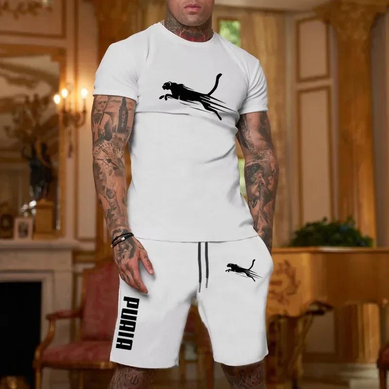 Ensemble décontracté tendance été 2026 pour homme : T-shirt respirant et short de sport deux pièces