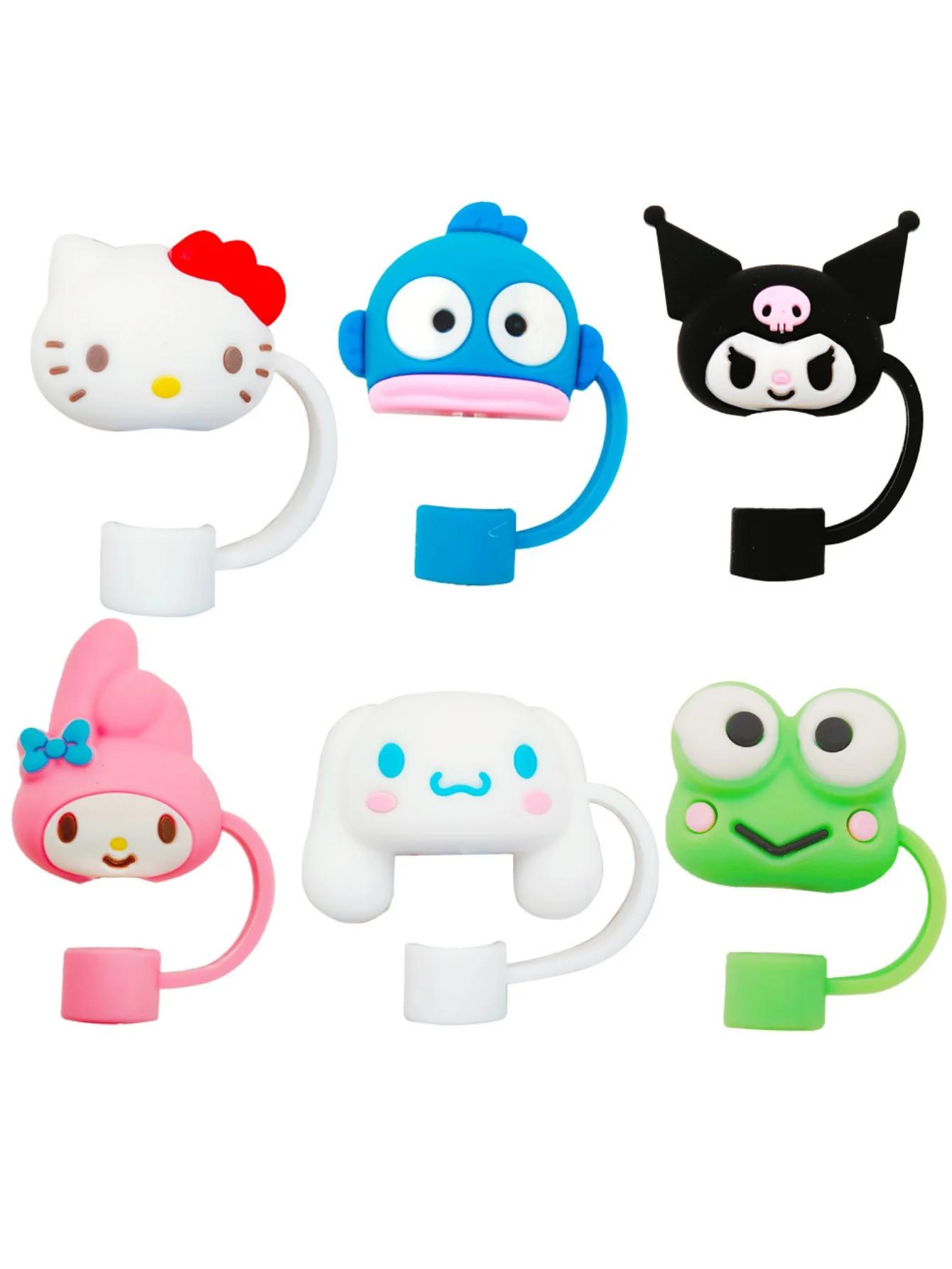 1/6 pièces Sanrio Hello Cute Kitty & Kuromi – Protège-pailles en PVC réutilisables avec embouts déco