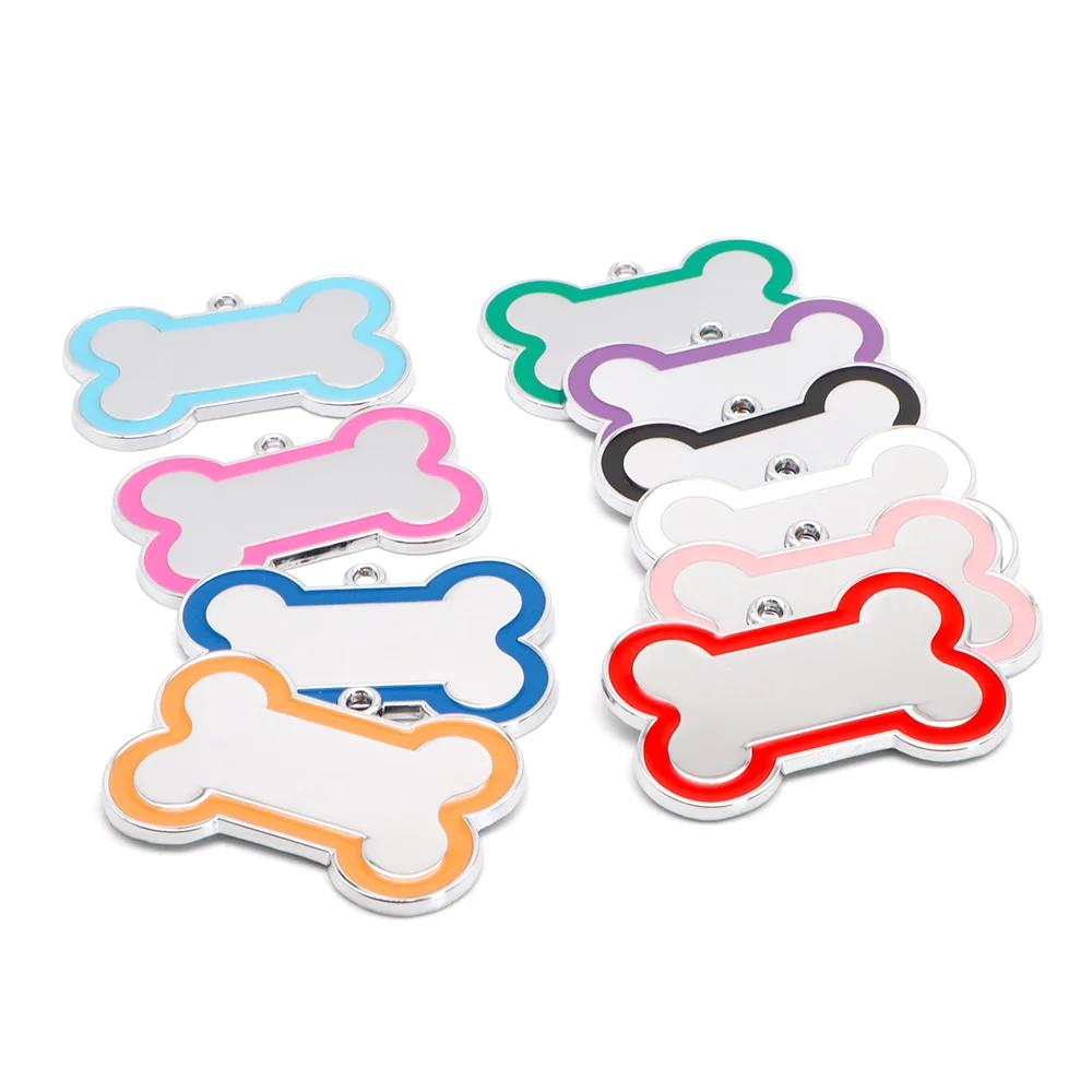 En gros 100 pièces 10 coloré mignon gravé ID chien étiquette os bricolage chien étiquettes d'identif