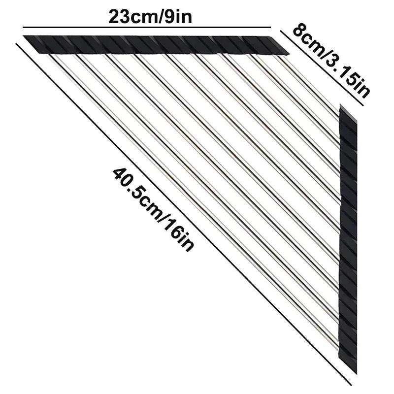 Égouttoir à vaisselle triangulaire enroulable, organisateur d'évier de cuisine, coin sur l'évier, po