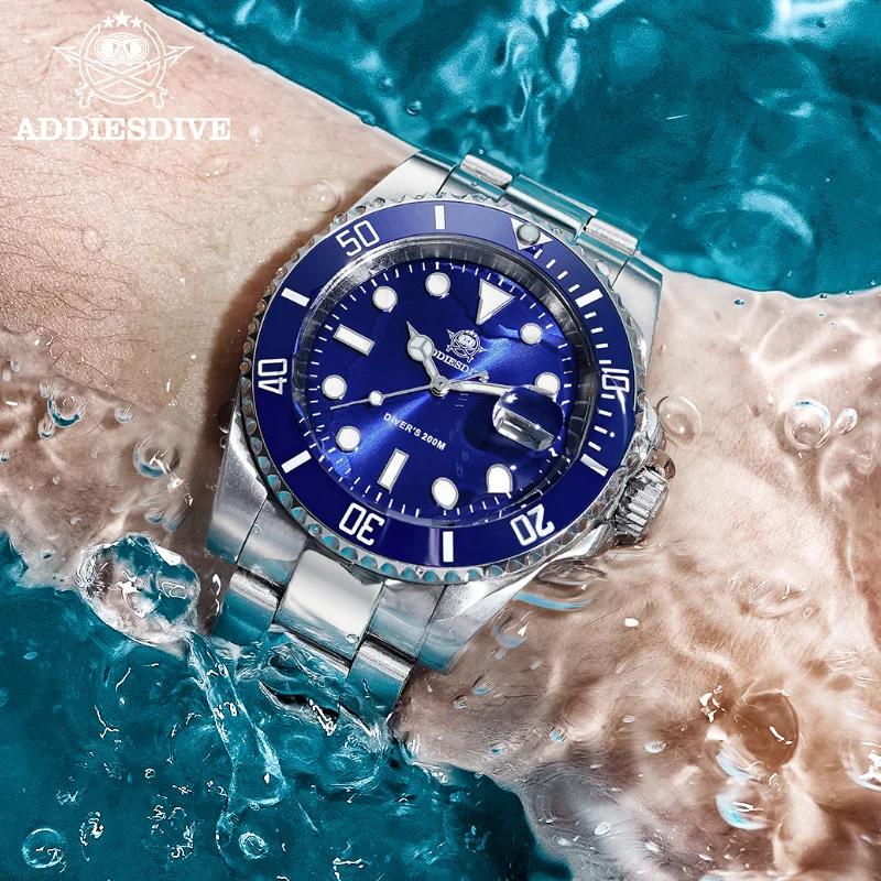 ADDIESDIVE montre classique pour hommes avec lunette en céramique 200 m montre à quartz décontractée