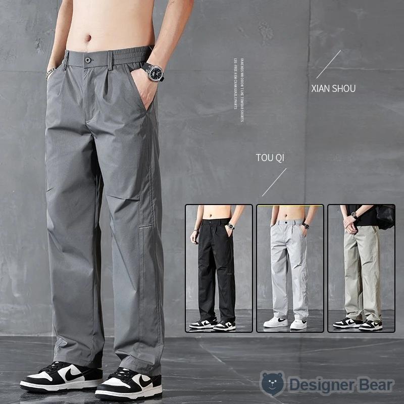 Pantalon long décontracté pour homme, coupe droite, taille élastique, couleur unie, idéal pour le pr