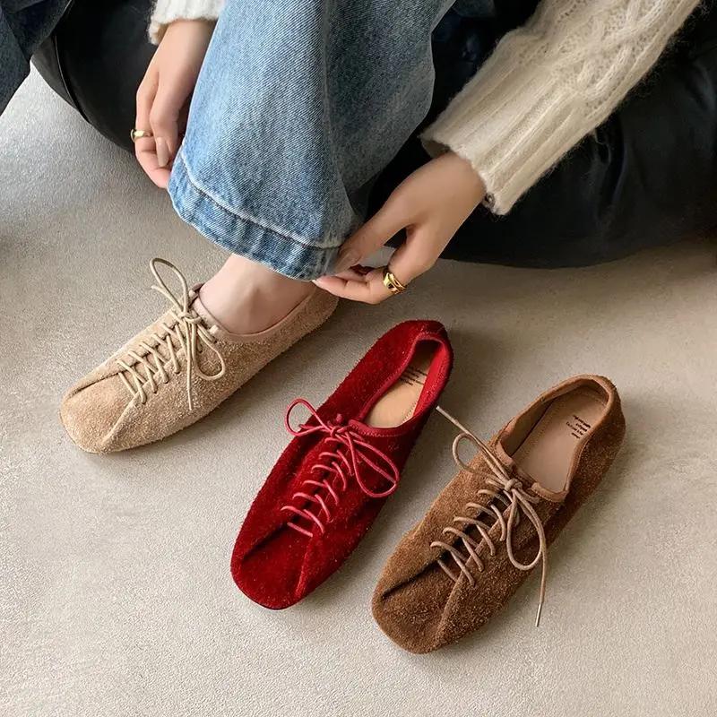 MORAZORA 2026 nouvelle vache daim cuir femmes baskets à lacets mode chaussures plates de haute quali