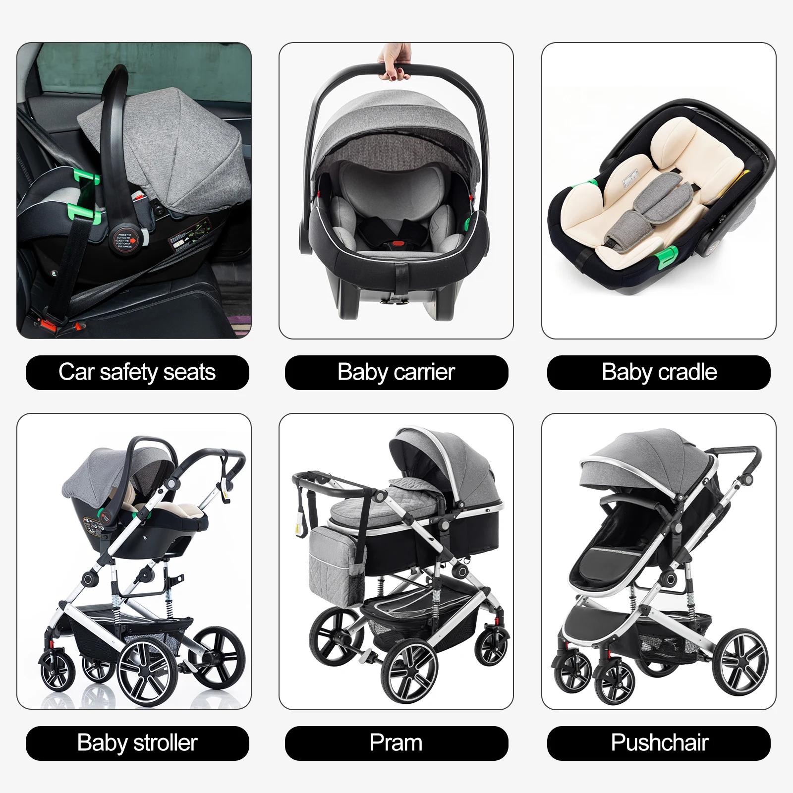 Poussette bébé 3 en 1 luxueux Portable voyage landau pliable landau haute paysage cadre en aluminium