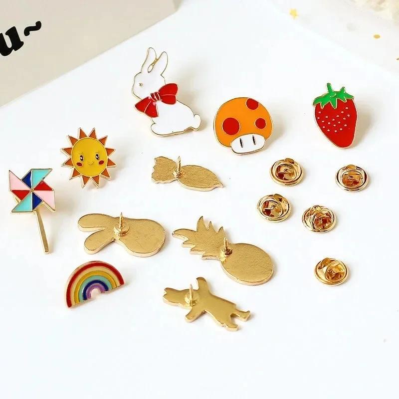 10-100 pièces broches de dessin animé icônes plantes broches Badge Animal ou fruits bouton sac à dos