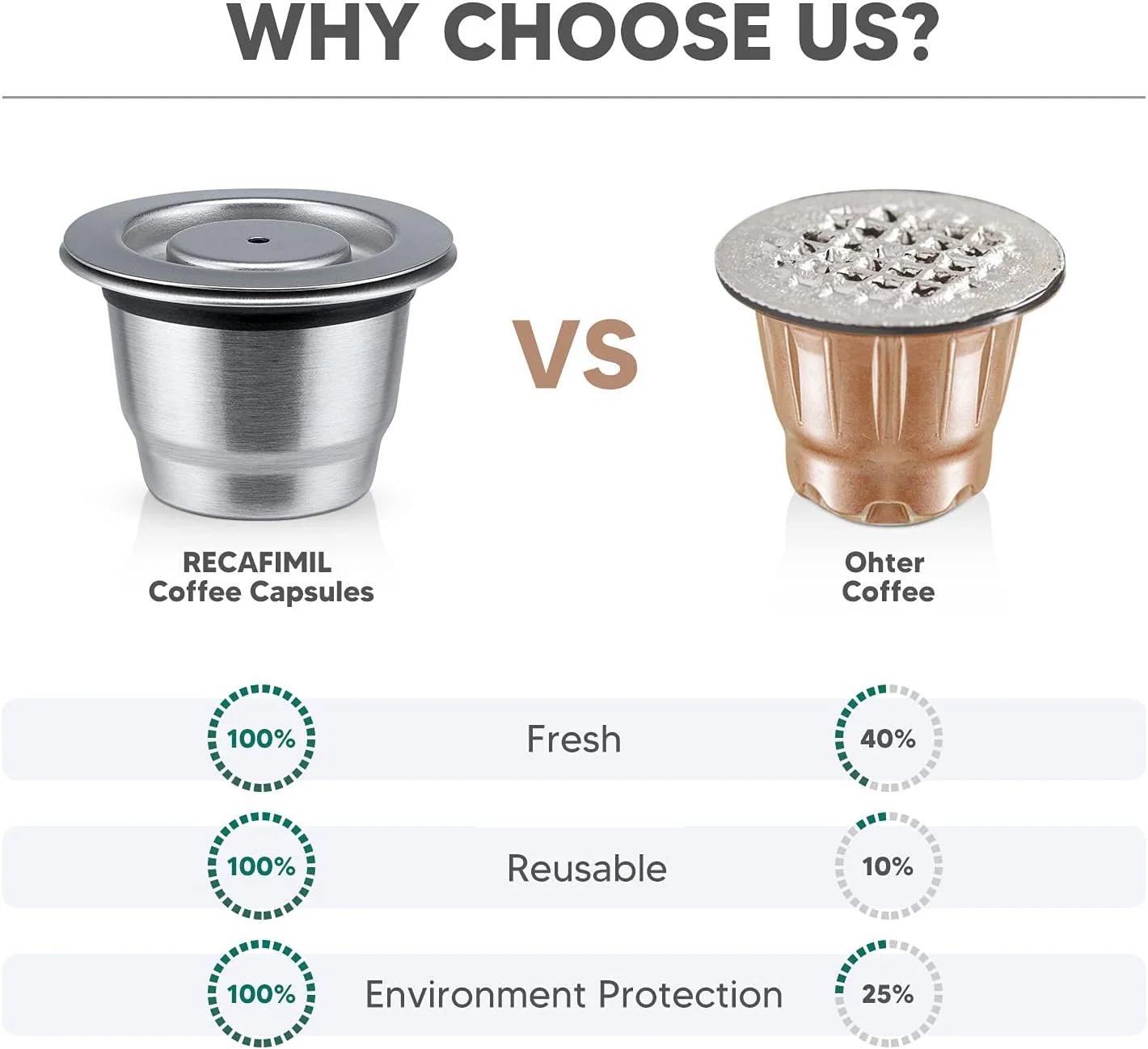 Pour Nespresso Capsule de café réutilisable en acier inoxydable riche Crema expresso filtres recharg
