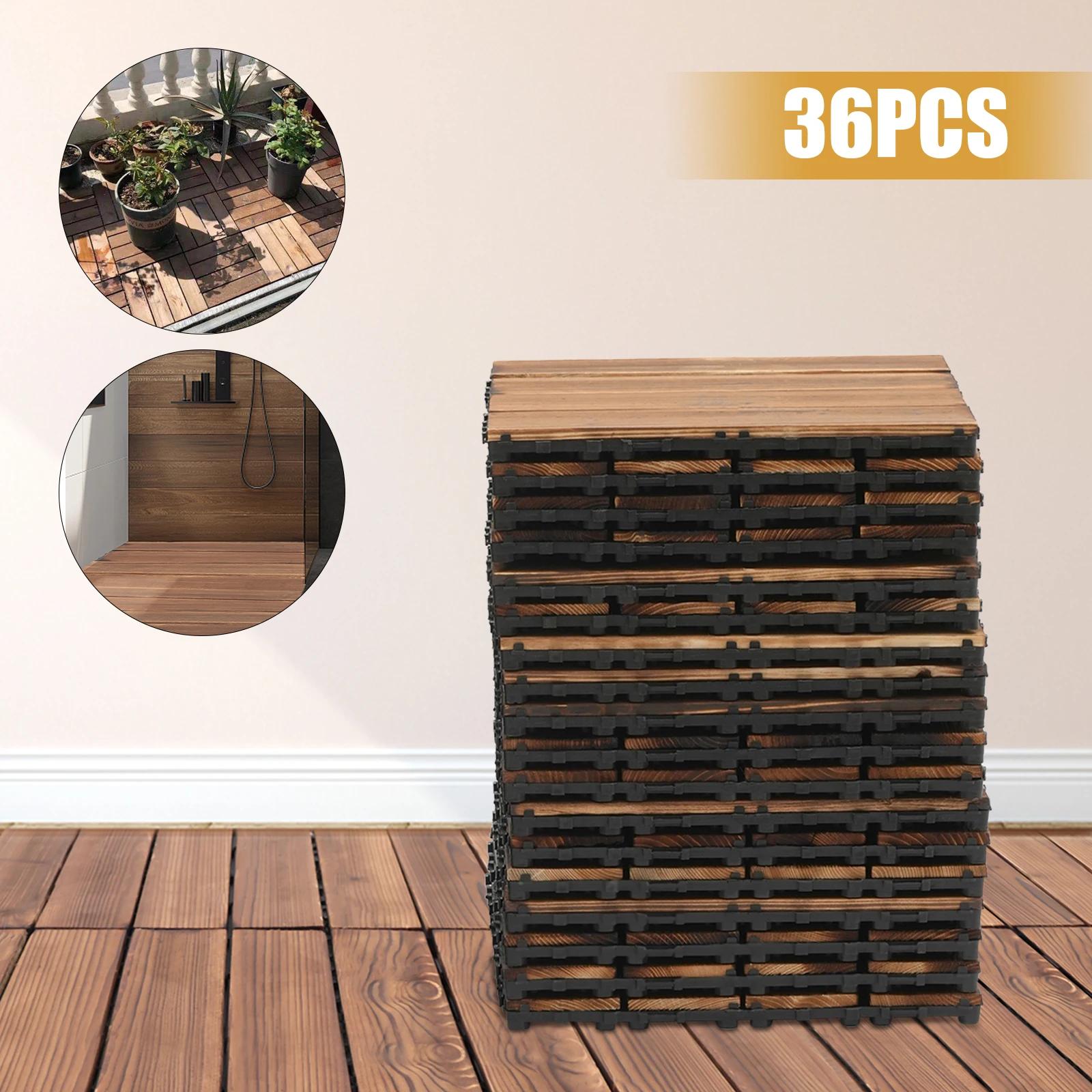 Carreaux de sol imbriqués en bois dur, carreaux de plancher imbriqués en bois, 12 po × 12 po imbriqu