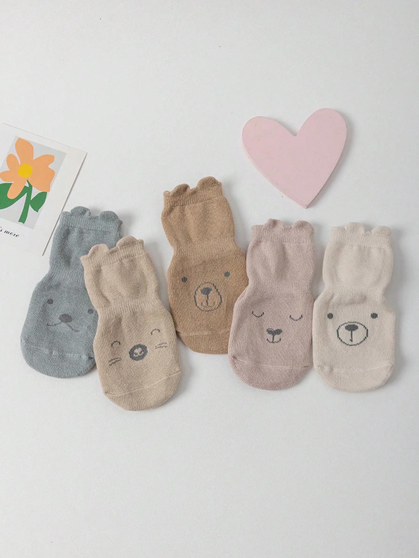 5 paires de chaussettes de sol pour bébé, toutes saisons, antidérapantes, pour enfants en bas âge, f