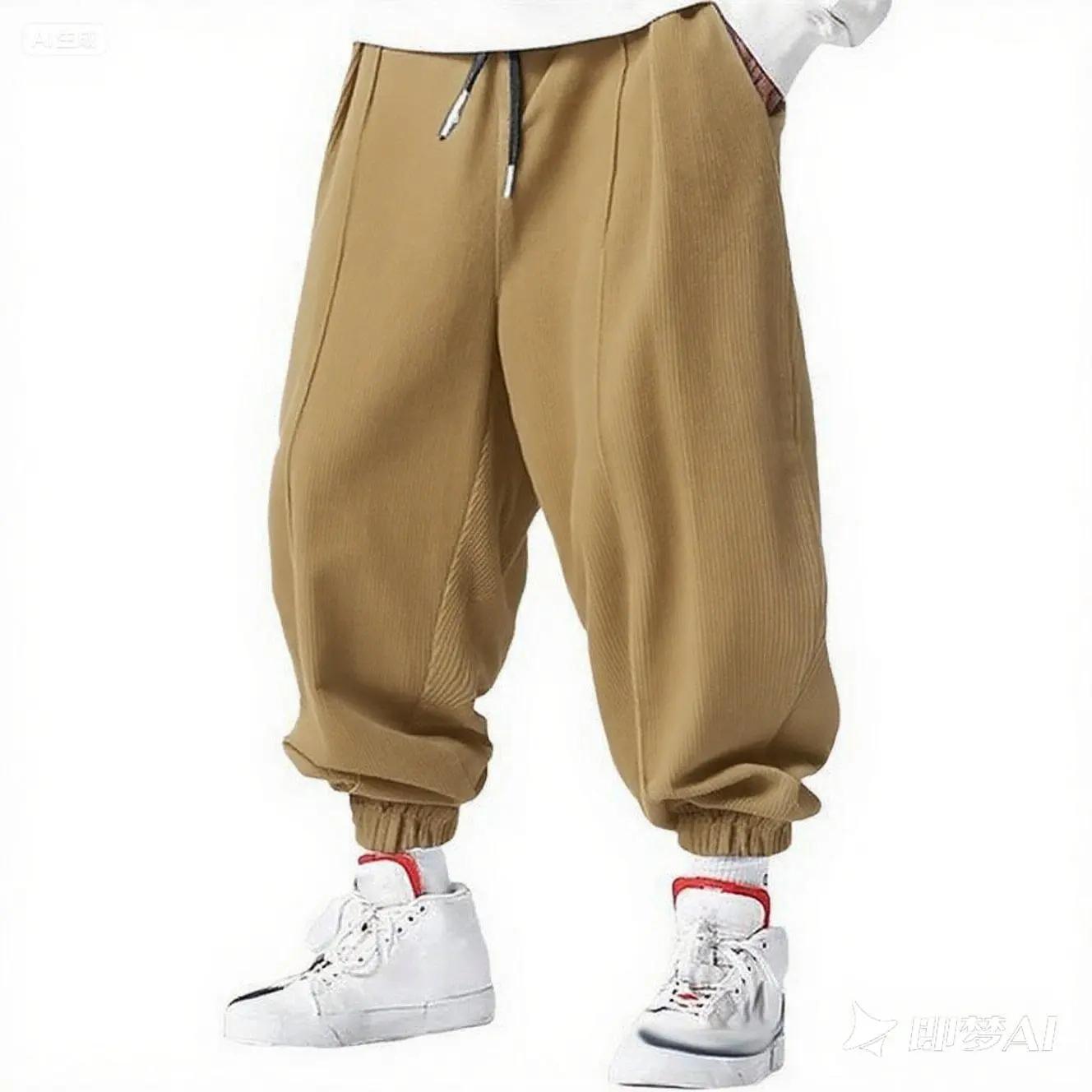 Printemps automne hommes décontracté ample cordon pantalon mode pantalons de survêtement couleur uni