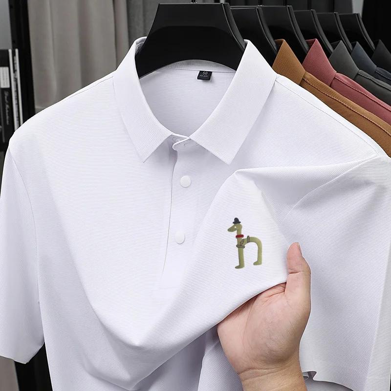 Polo de luxe pour homme, nouveau modèle à revers imprimé, T-shirt à manches courtes, respirant, doux