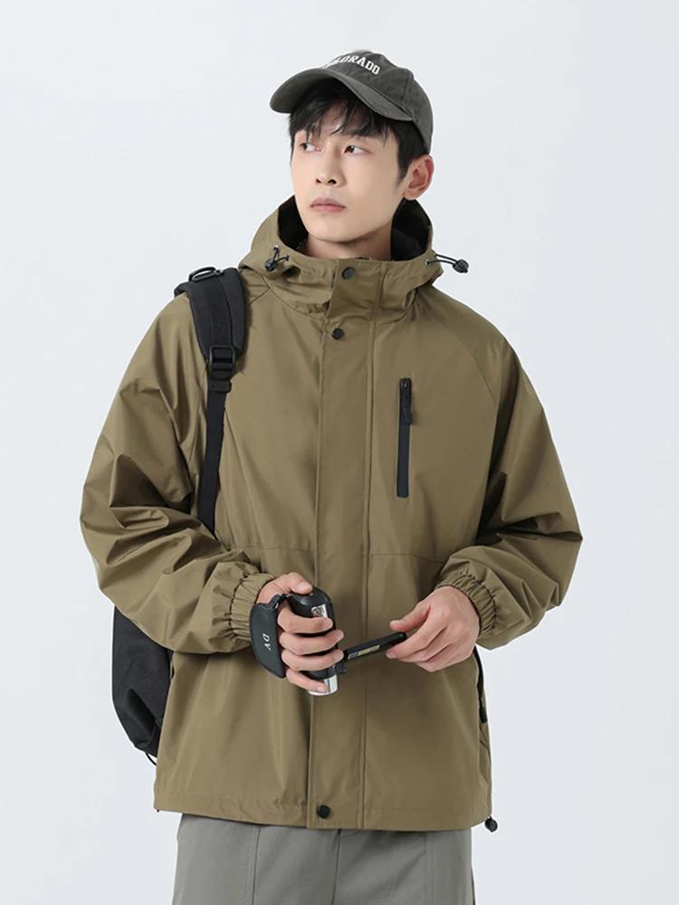 Vestes coupe-vent à capuche pour hommes 100% Polyester extérieur manteau coupe-vent hydrofuge coupe 