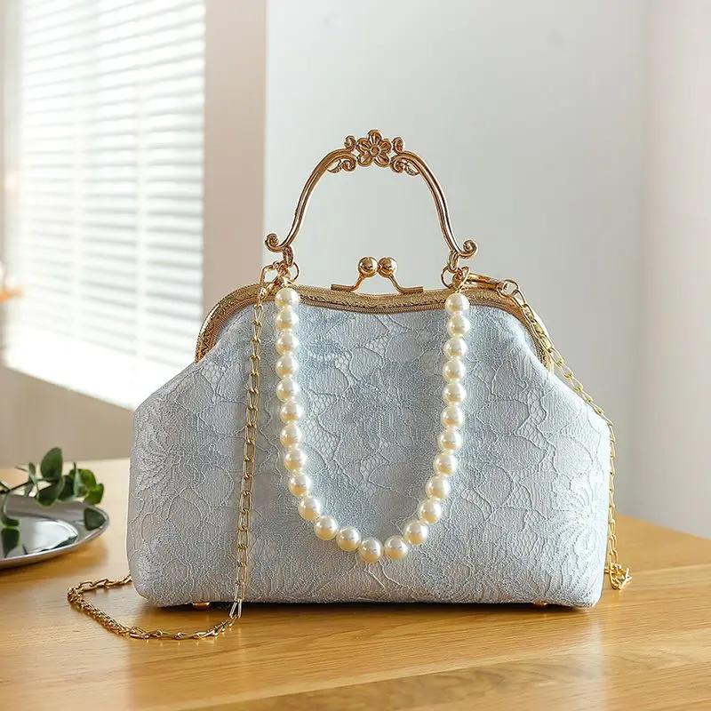 Sac à main en dentelle classique vintage pour femmes, sac à bandoulière initié, sacs à main JOWomen'
