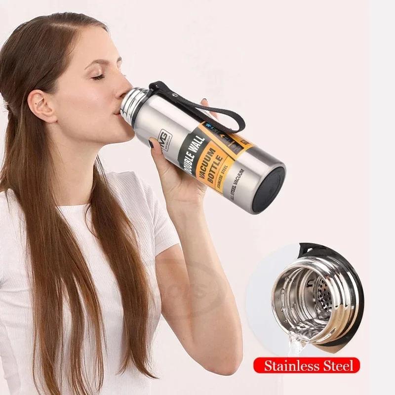 Bouteille Thermos en acier inoxydable 304, flacon sous vide de grande capacité, gobelet isolé avec c