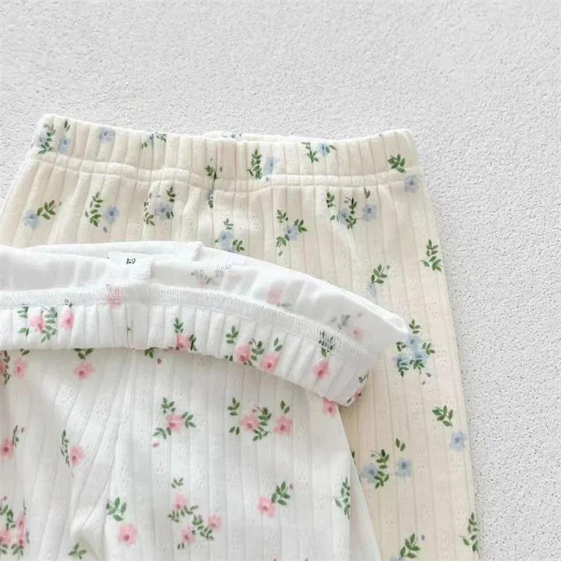 ‌ Nouveauté bébé filles imprimé fleuri coton pyjama ensemble à manches longues dentelle garniture de