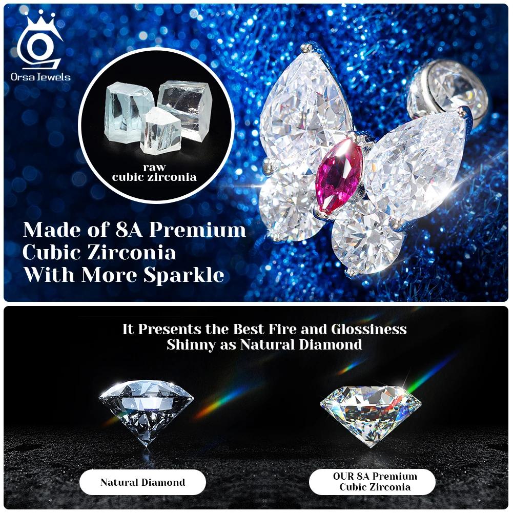 ORSA JEWELS exquis 925 boucles d'oreilles en argent Sterling Zircon pour les femmes brillant 8A Prem