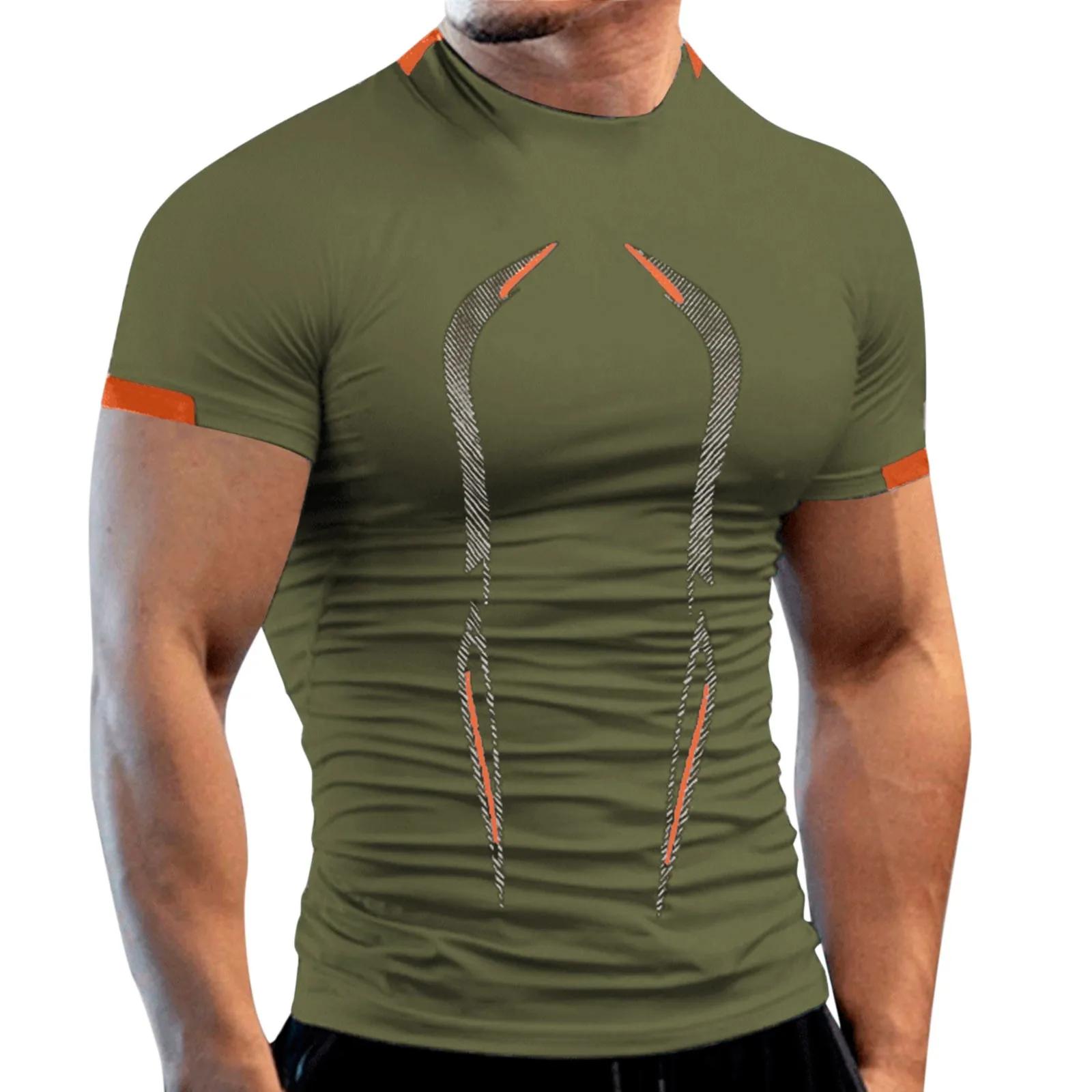 T-shirt respirant pour hommes, à séchage rapide, pour Jogging, entraînement, Fitness, course à pied,