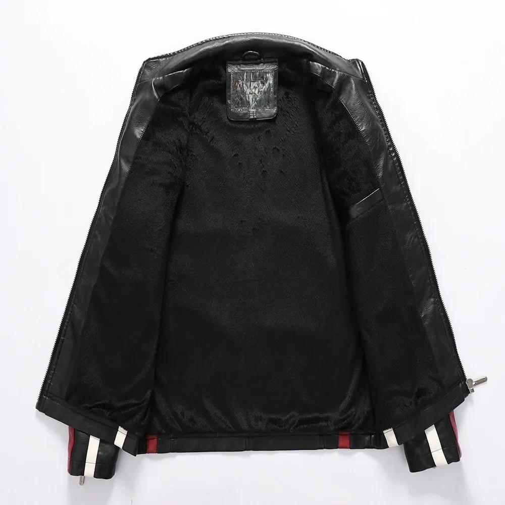 Veste de moto Vintage pour hommes, nouvelle veste de motard en cuir, manteau bombardier brodé, parde