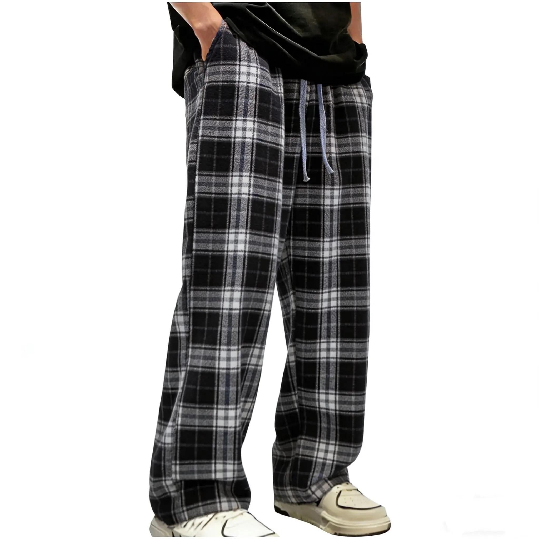 Pantalon droit à carreaux rouges pour hommes, pantalon de sport américain à la mode, décontracté, am