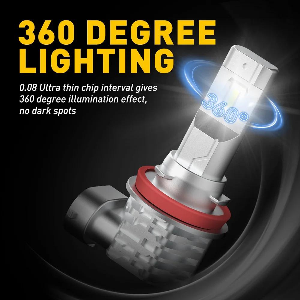 Phares antibrouillard LED Canbus, ampoule 12V, 55W, puce CSP, blanc, jaune, 9005 K, 2X, H11, H8, HB3