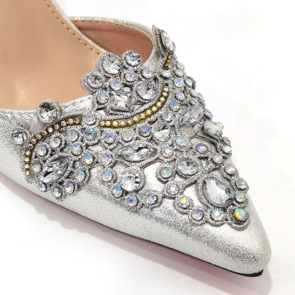 Ensemble de sac et chaussures assortis pour femmes, chaussures pointues, Parker, design évidé, or, m