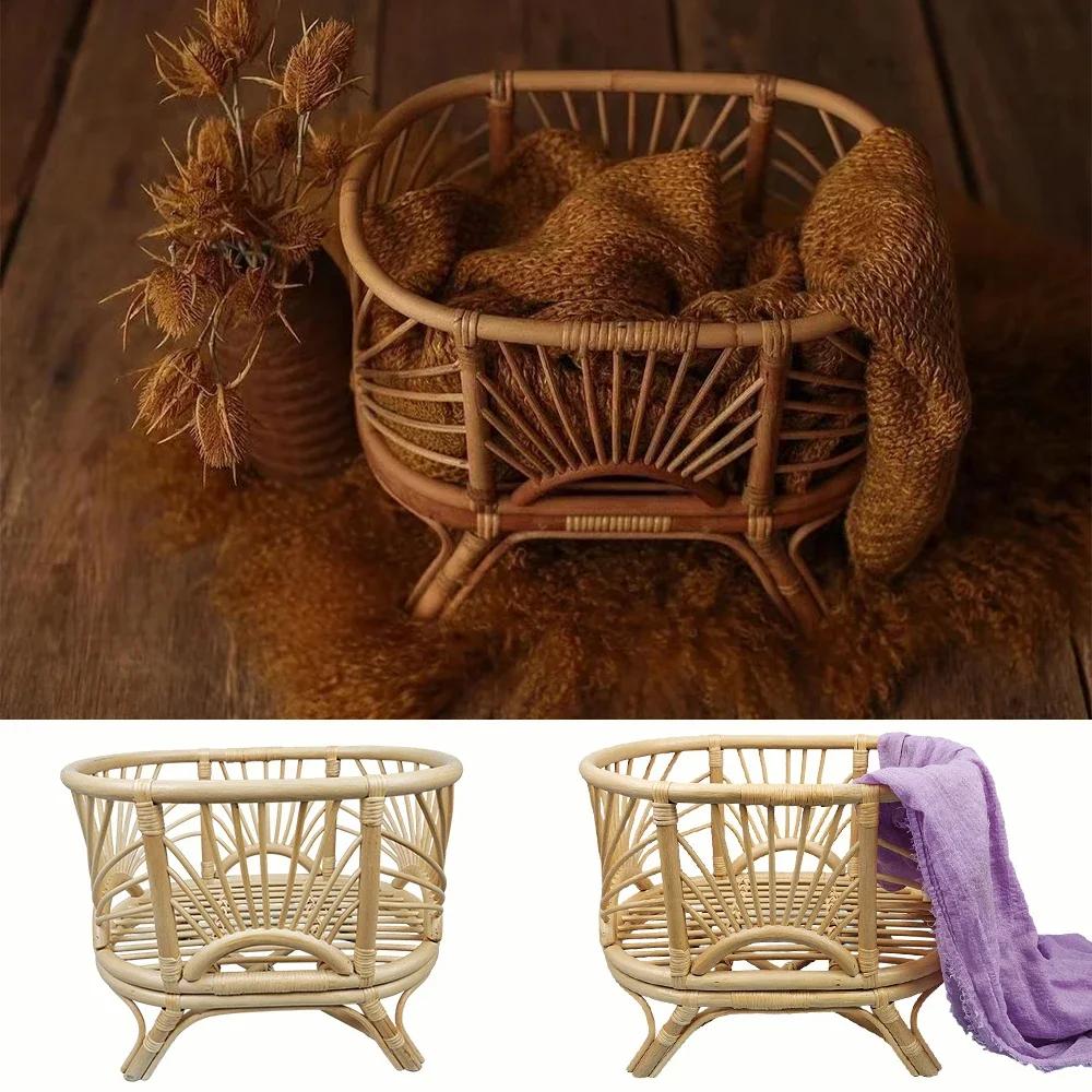 Grand lit de jumeaux pour bébé, accessoires de photographie pour nouveau-né, lit robuste rétro en ba