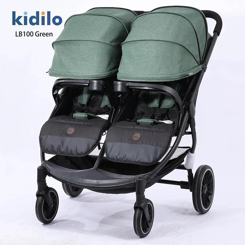 La poussette double tout-en-un peut s'asseoir ou s'allonger, poussette pour bébé légère et pliable a