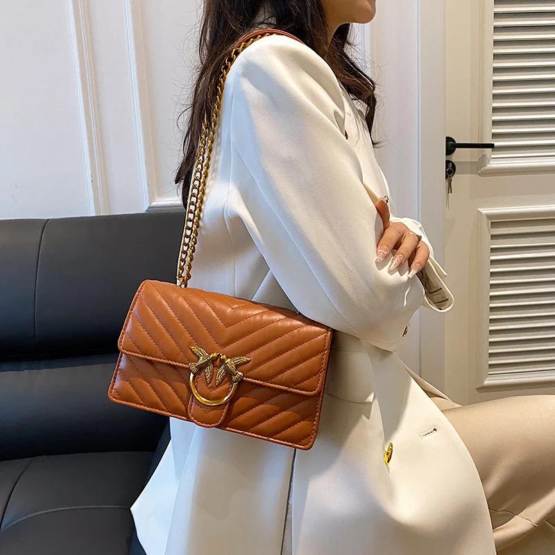 Sac à bandoulière tendance pour femme avec chaîne, bandoulière réglable, sac à bandoulière unique, s
