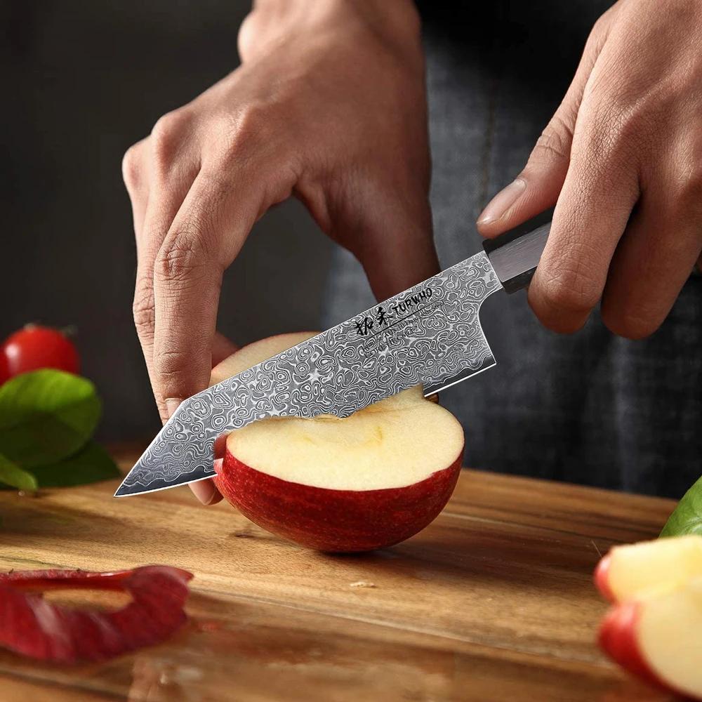 TURWHO 5 "couteau utilitaire de cuisine japonais forgé à la main en acier damas couteaux de Chef lég