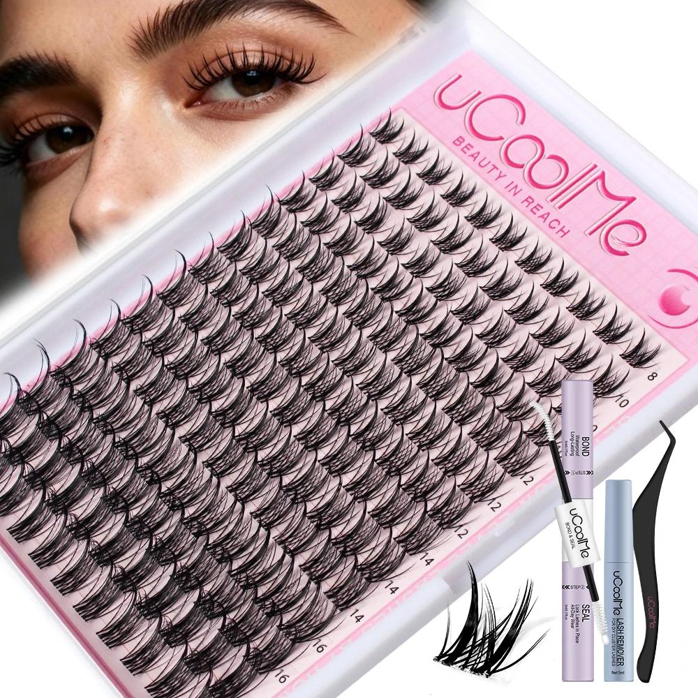 UCoolMe cils Aphrodite 154 pièces Kit de grappes avec dissolvant de liaison et de joint longue durée