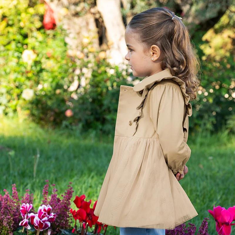 Dave Bella veste pour enfants automne printemps Trench manteaux pour adolescentes doux haut kaki vêt