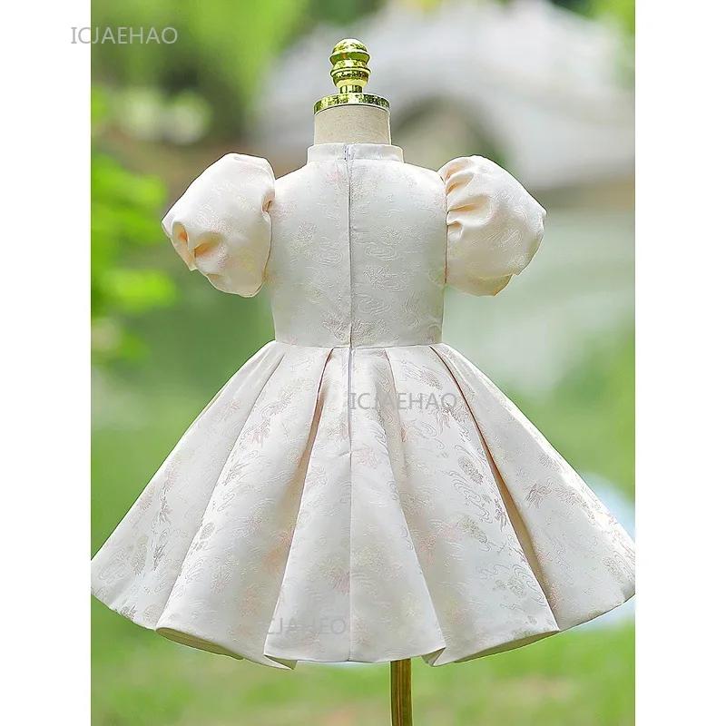 Robe une pièce pour bébé fille, style chinois, princesse de fête avec manches bouffantes, robe d'ann