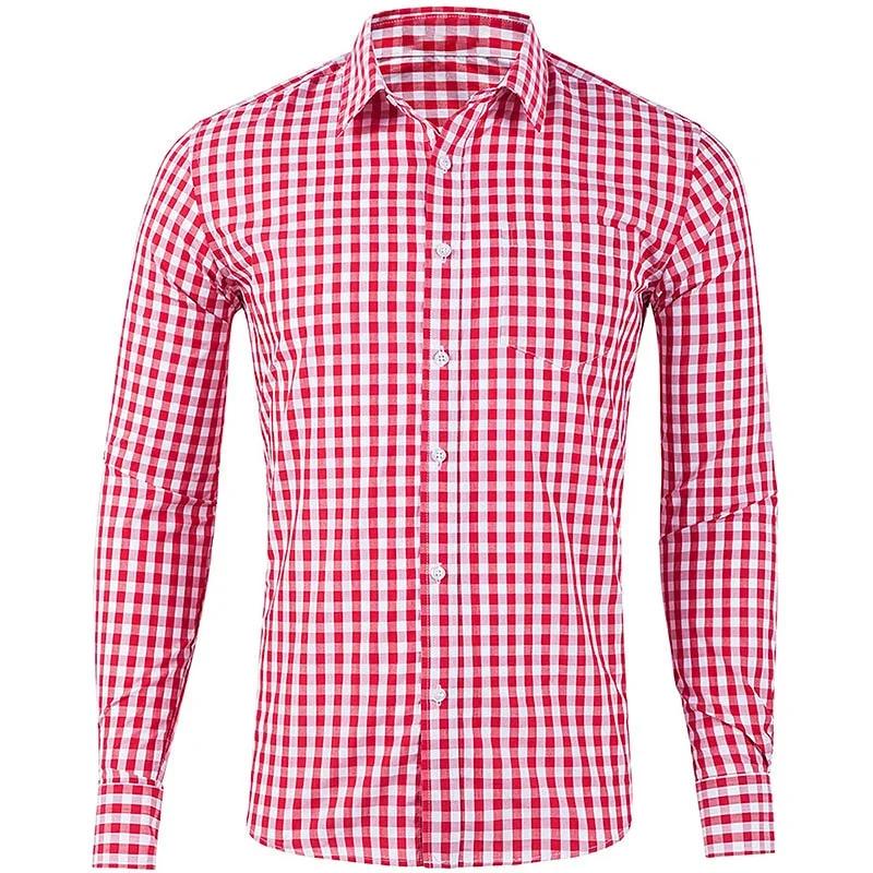 Chemise à manches longues pour hommes, couleur à carreaux décontractée, chemise à revers imprimée en