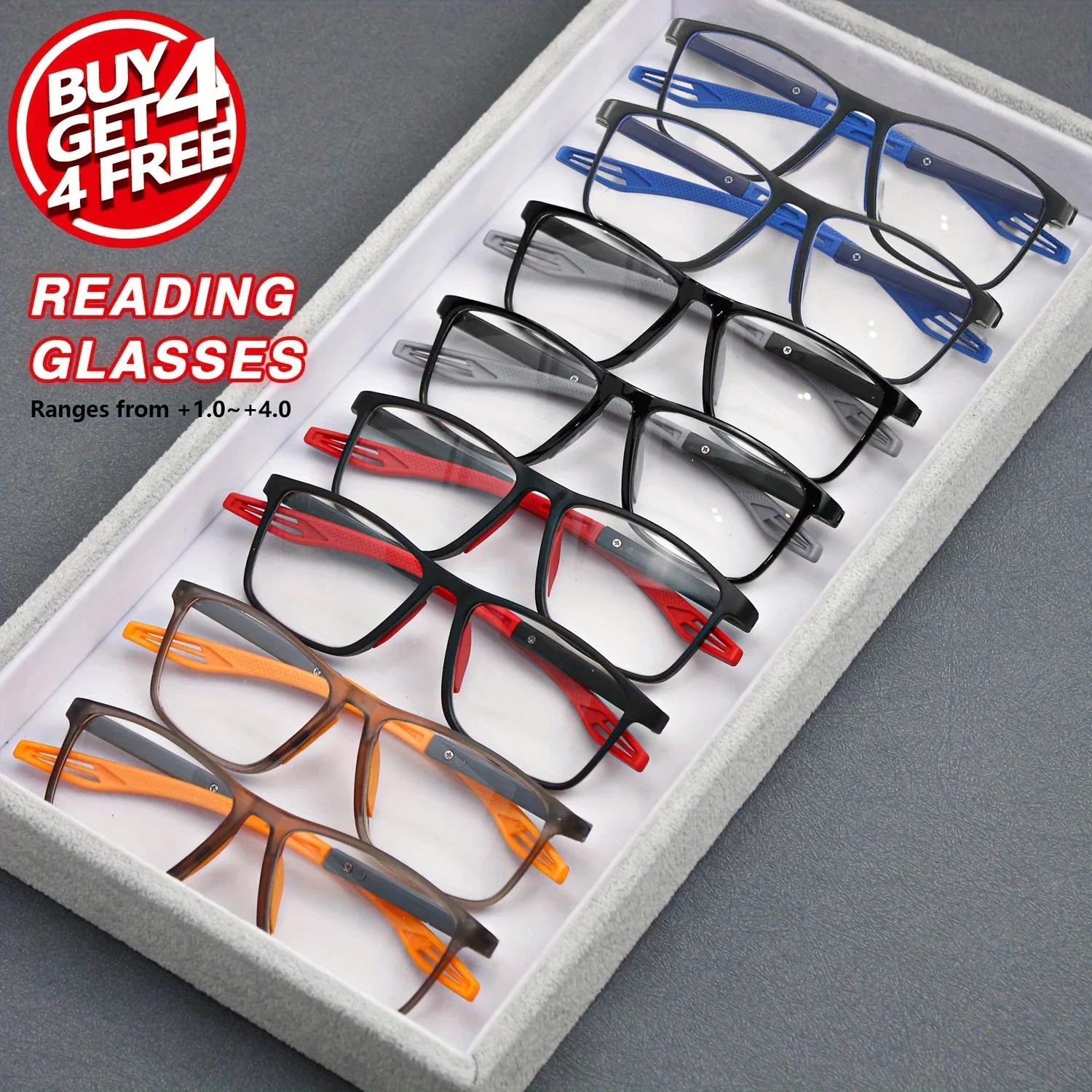 Lunettes de sport presbytie, 8 pièces, miroir antidérapant, conception de jambe, lunettes de lecture