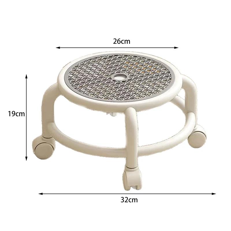 Tabouret roulant pivotant universel rond bas petite roue grise enfants adulte forte capacité rangeme