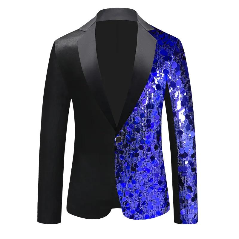 Nouvelle veste de costume de luxe à sequins pour homme, blazer tendance pour chanteur, bar, KTV, per